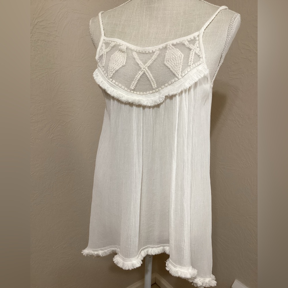 Solitaire by Ravi Khosla Ivory Spaghetti Strap Top | Size M